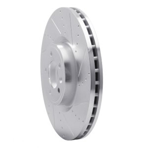 Land Rover Defender 110 Brake Rotor (1) - Front Right - R1 Concepts - Drilled & Slotted - Silver - `18-`25